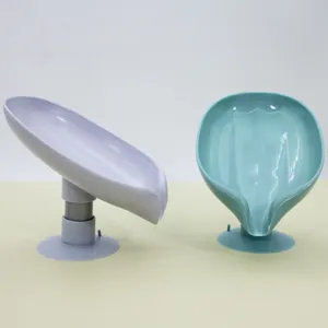 Leaf shape soap dish holder drainage bathroom plastic storage tray multi color 2pcs