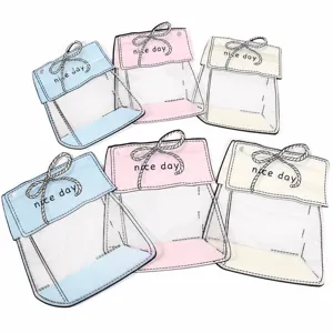 Transparent cute cartoon bow storage seal bag clear gift packaging bag for small items