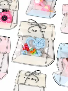 Transparent sealed gift bags with cute bow prints, perfect for handmade jewelry storage and accessories.