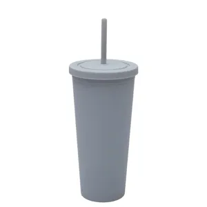 Bicchiere in plastica da 710ml con cannuccia tazza d'acqua portatile opaca per uso quotidiano