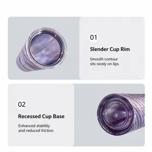 20oz double wall plastic straw tumbler cup with spiral texture and smooth cup rim details