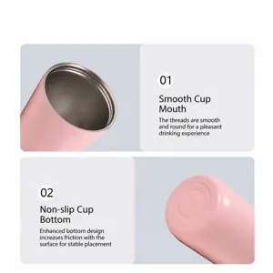 Mini tasse de voyage a cafe isolee sous vide en acier inoxydable 12oz rose avec couvercle.