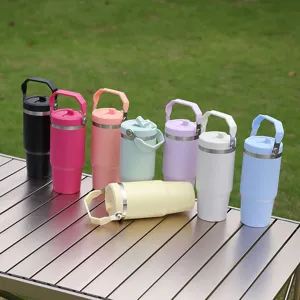 Edelstahl Isolierbecher mit Griff 20oz tragbarer Reisekaffeebecher für Outdoor Sportarten neu