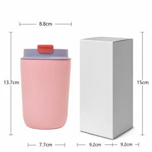 Mini tasse de voyage à café isotherme 12oz en acier inoxydable tasse vide rose
