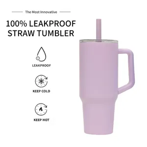 Vaso termico de acero inoxidable con asa y pajita gran capacidad taza de viaje