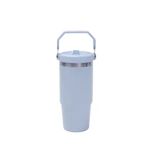 20oz isolierter Reisebecher mit Griff Edelstahl tragbare Sport Trinkflasche Detail Ansicht