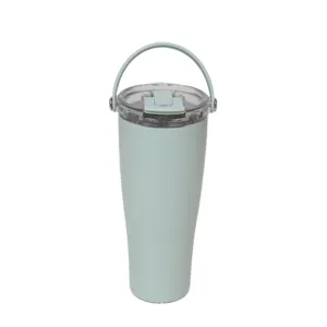 Bicchiere termico in acciaio inox con coperchio e manico per auto ufficio casa