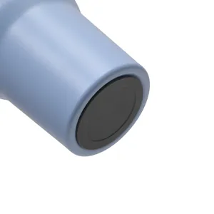 Stainless steel tumbler bottom detail view, insulated cup base with non-slip pad.