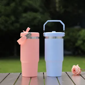 20oz Edelstahl Isolierbecher mit Henkel Tragbarer Reisebecher fuer Sport und Alltag