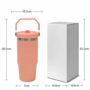 Rosa 600ml Edelstahl-Trinkbecher mit Griff, isolierter Reisebecher für Auto und Sport.