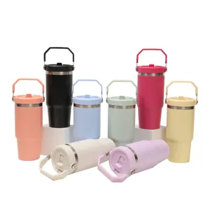 20oz edelstahl vakuum isolierter reise becher mit griff und deckel in bunten farben