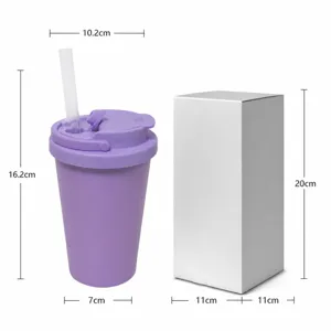 Dual drink stainless steel tumbler straw insulated water cup portable travel mug 480ml