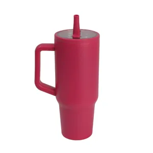 40oz stainless steel insulated tumbler with handle and straw lid, vacuum thermal cup for car.
