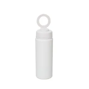 White stainless steel water bottle detail view, insulated outdoor sports travel tumbler cup