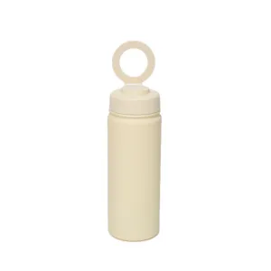 Stainless steel vacuum insulated water bottle with magnetic phone stand lid, 500ml.