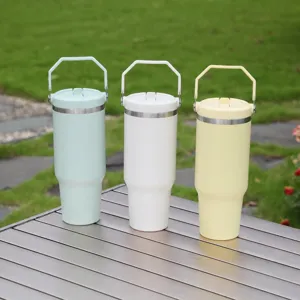 Edelstahl isolierter Becher mit Griff große Kapazität tragbare Wasserflasche für Auto