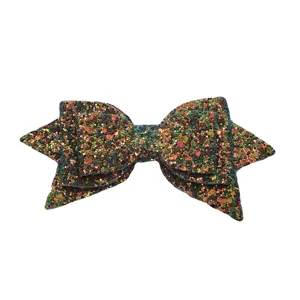 Glitter bow straw charm accessory detail, sparkling multi-layer bow for cup decoration.