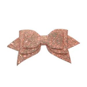 Glitter bow detail shot, pink sparkling texture, multi-layer decorative straw cup accessory.