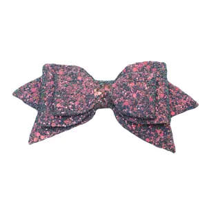 Sparkling glitter double bow decoration for cups and hair accessories, bright and shiny look.
