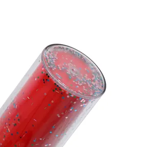 Vaso de plástico de doble pared de 16oz con purpurina, taza elegante para estudiantes.