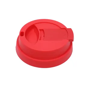 Tapa de vaso de café de plástico rojo con cierre deslizante, accesorio de taza duradero.