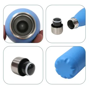 Blue 500ml insulated stainless steel cola water bottle vacuum thermal flask cup.