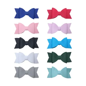10pcs multicolored faux leather bowknot accessories DIY hair clips cup decorations set