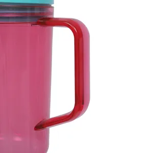 Kunststoff Becher mit Griff und Deckel fuer den taeglichen Gebrauch und unterwegs gross 40oz
