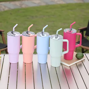 40oz Stainless Steel Insulated Tumbler with Handle and Straw Leakproof Travel Mug