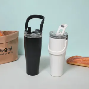 Stainless Steel Insulated Tumbler 40oz Large Capacity Travel Mug with Handle and Lid