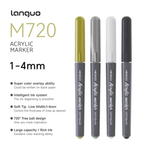 Lanquo M720 acrylic marker pens 1-4mm soft tip art graffiti pens set of 4 colors