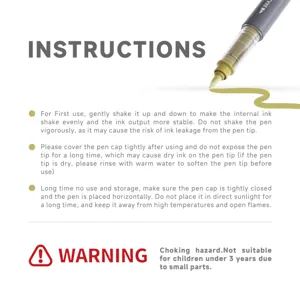 Acrylic marker pen instruction detail graphic showing usage steps and safety warning clearly.