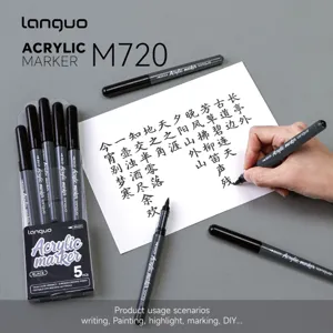 languo acrylic marker pen set black soft head writing painting DIY art supplies 5pcs