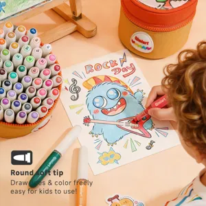 Set pennarelli acrilici per bambini con 60 colori vivaci, punta morbida rotonda.