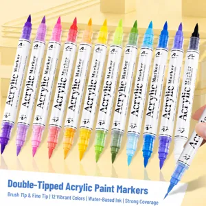 Doppelseitige Acryl-Farbmarker Zweifarbige Flüssigmarker-Set Für Zeichnen Kunsthandwerk Schulbedarf