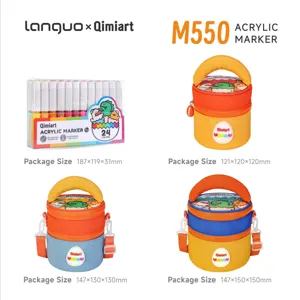 Set di pennarelli acrilici per bambini con borsa e colori vivaci per disegno e pittura.