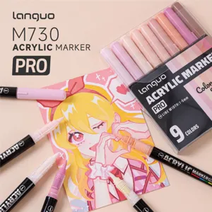 Lanquo M730 set pennarelli acrilici 9 colori pro arte disegno DIY graffiti articoli