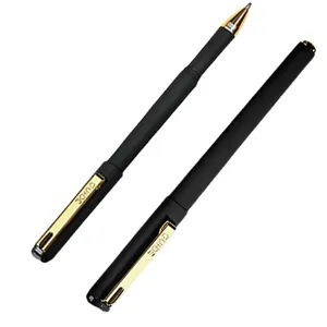 Black gel ink pen with gold clip, 0.7mm bullet tip smooth writing pen for office and school.
