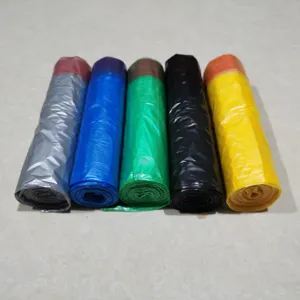 Set di sacchi della spazzatura con coulisse colorati, sacchi spazzatura usa e getta spessi.