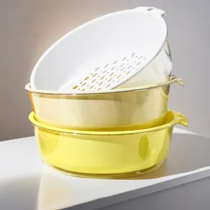 Double Layer Drain Basket Vegetable Washing Basin Plastic Fruit Colander Kitchen Food Strainer Storage Bowl