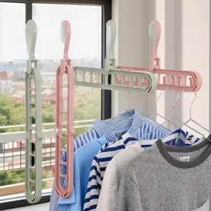 Multifunctionele 9-gats kledinghanger magische opvouwbare plastic hanger voor kledingkast