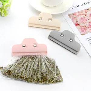 Large solid color plastic food sealing clip for snack bags kitchen storage and preservation