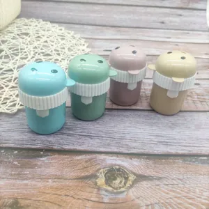 Portable plastic cartoon toothpick holder, creative round toothpick dispenser box for home.