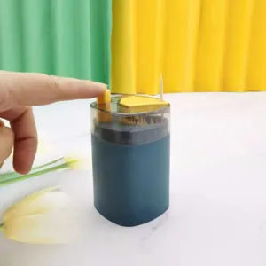 Automatic push-type toothpick dispenser plastic home container box convenient holder.