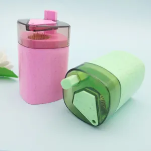 Automatic pop-up toothpick dispenser holder container plastic storage box detail view.