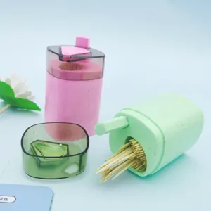 Automatic press toothpick dispenser plastic creative portable container box for home use
