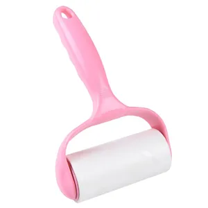 Pink lint roller for clothes pet hair removal sticky roller paper dust cleaner tool main