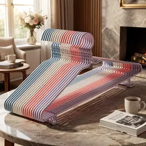 Multikleurig antislip kunststof kleerhangers met schouderinkepingen voor de garderobe 01