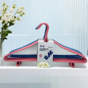 Kunststof kledinghangers antislip 10 stuks huishoudelijke kleding droogrek roze blauw