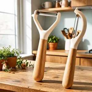 Wooden handle fruit vegetable peeler kitchen potato paring tool stainless steel dual set